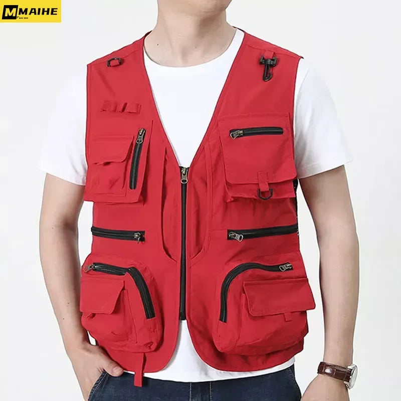14 Pockets Summer New Men US Tactical Hiking Fishing Vest Mens