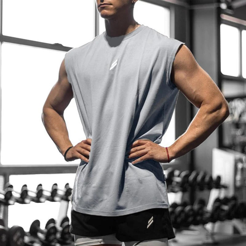 NEW Summer Fitness Sports Tank Top Men Breathable Loose Mesh Training