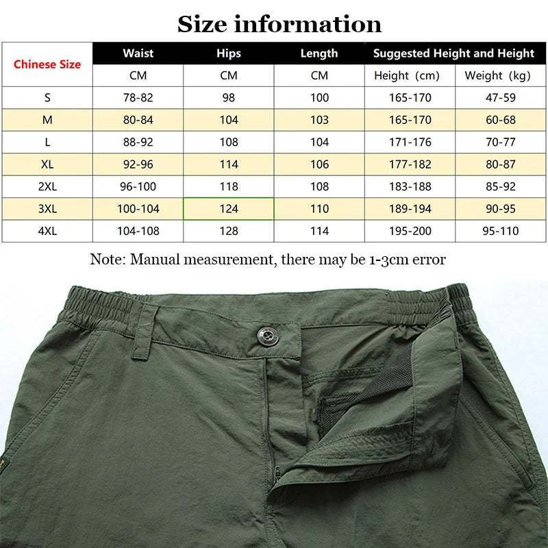Men's Summer Tactical Cargo Pants Lightweight Casual Waterproof