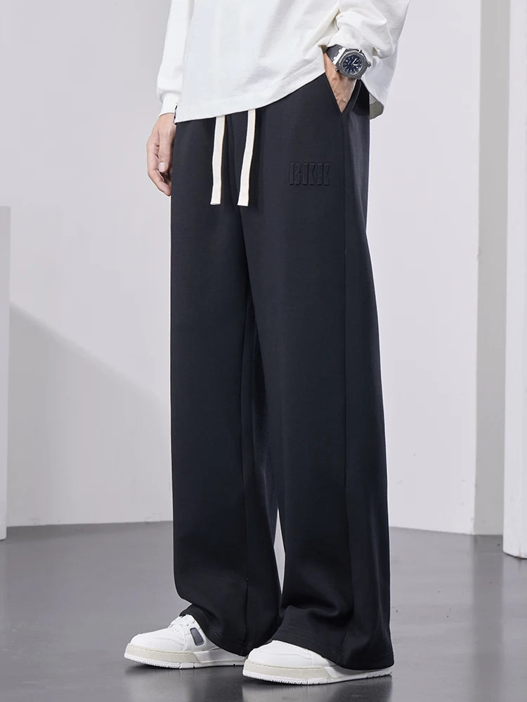 Men's Straight Sweatpants Wide Leg Cotton Track Pants Drawstring