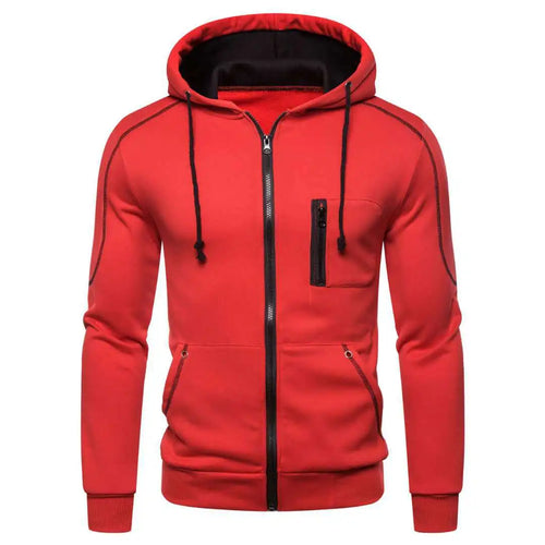 Men's Hoodie Black White Army Green Red Hooded Color Block Fleece Cool