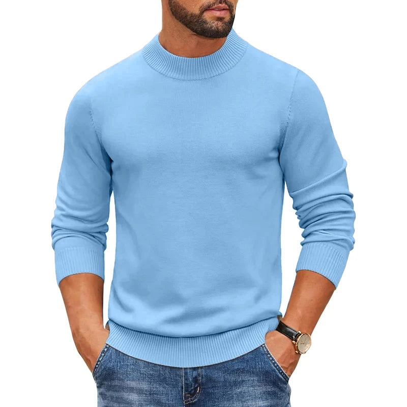 Animal Game Men's Mock Turtleneck Cold Blouse Knitwear Pullover Casual