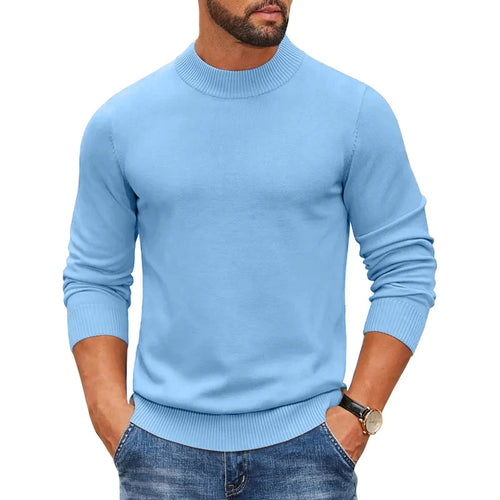 Animal Game Men's Mock Turtleneck Cold Blouse Knitwear Pullover Casual