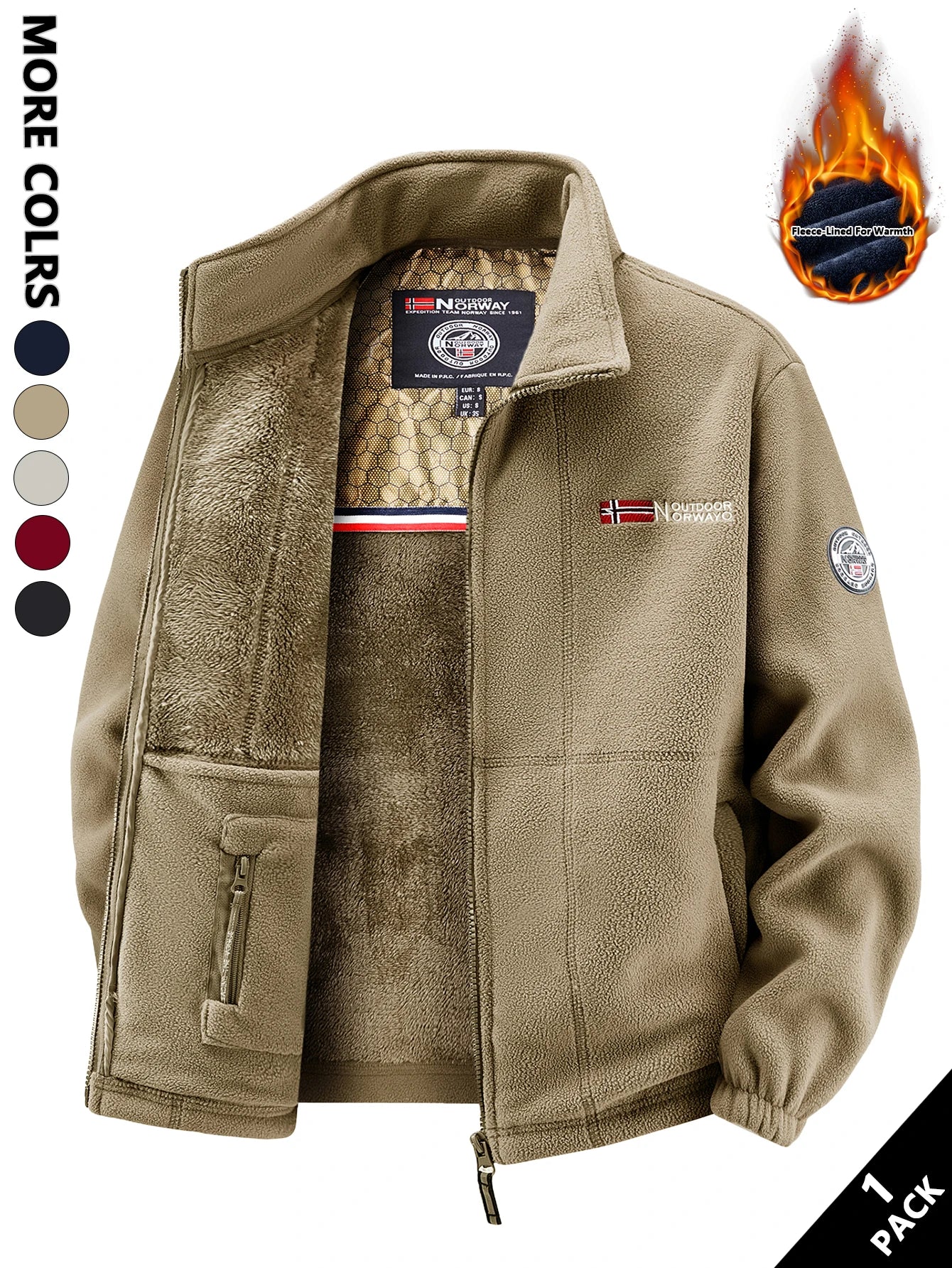 Men's Fleece Jacket, Soft and Skin-Friendly, Heat-Retaining and