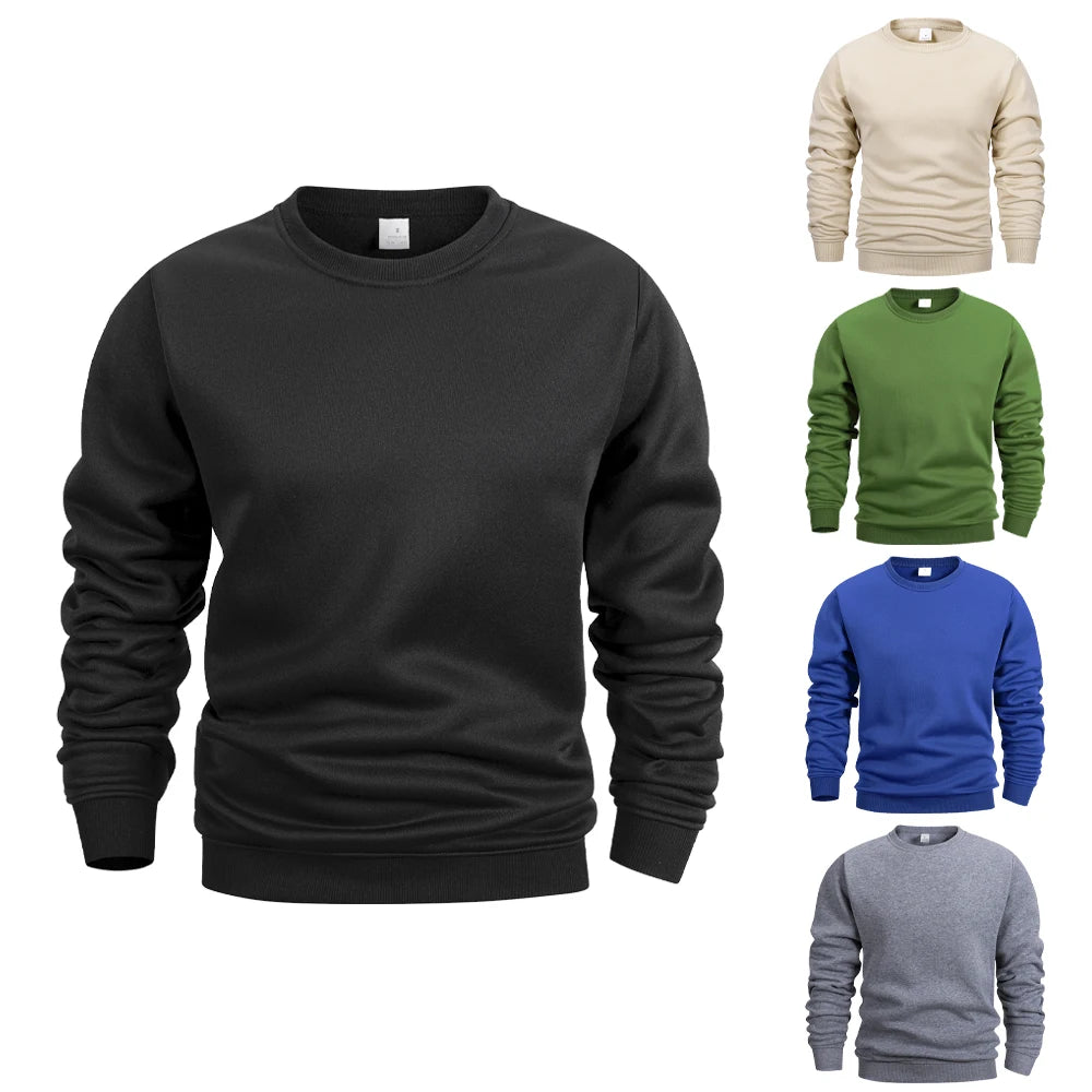 Men's Crew Neck Sweatshirts Solid Color Sweatwear Spring Outdoor