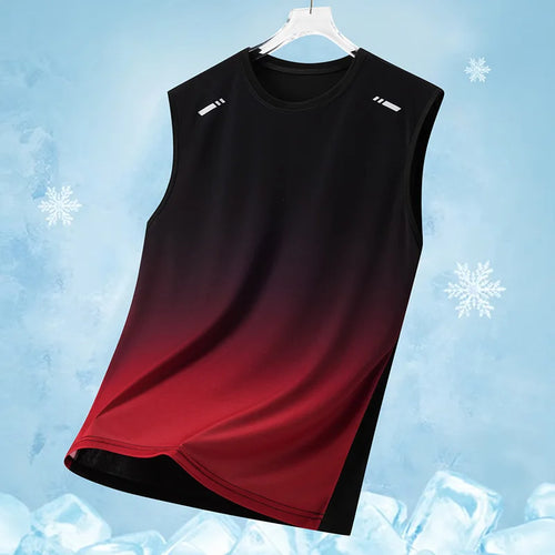 Men's Gradient Sports Vest Lightweight Sleeveless round Neck T-Shirt