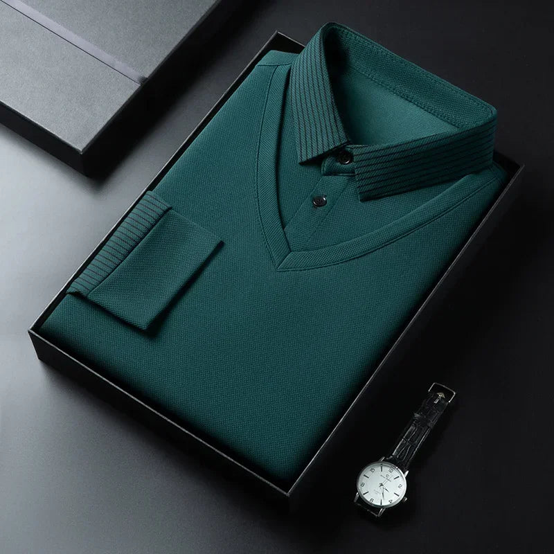 2025 New Men's Casual and Fashionable Long Sleeved Solid Color Fake