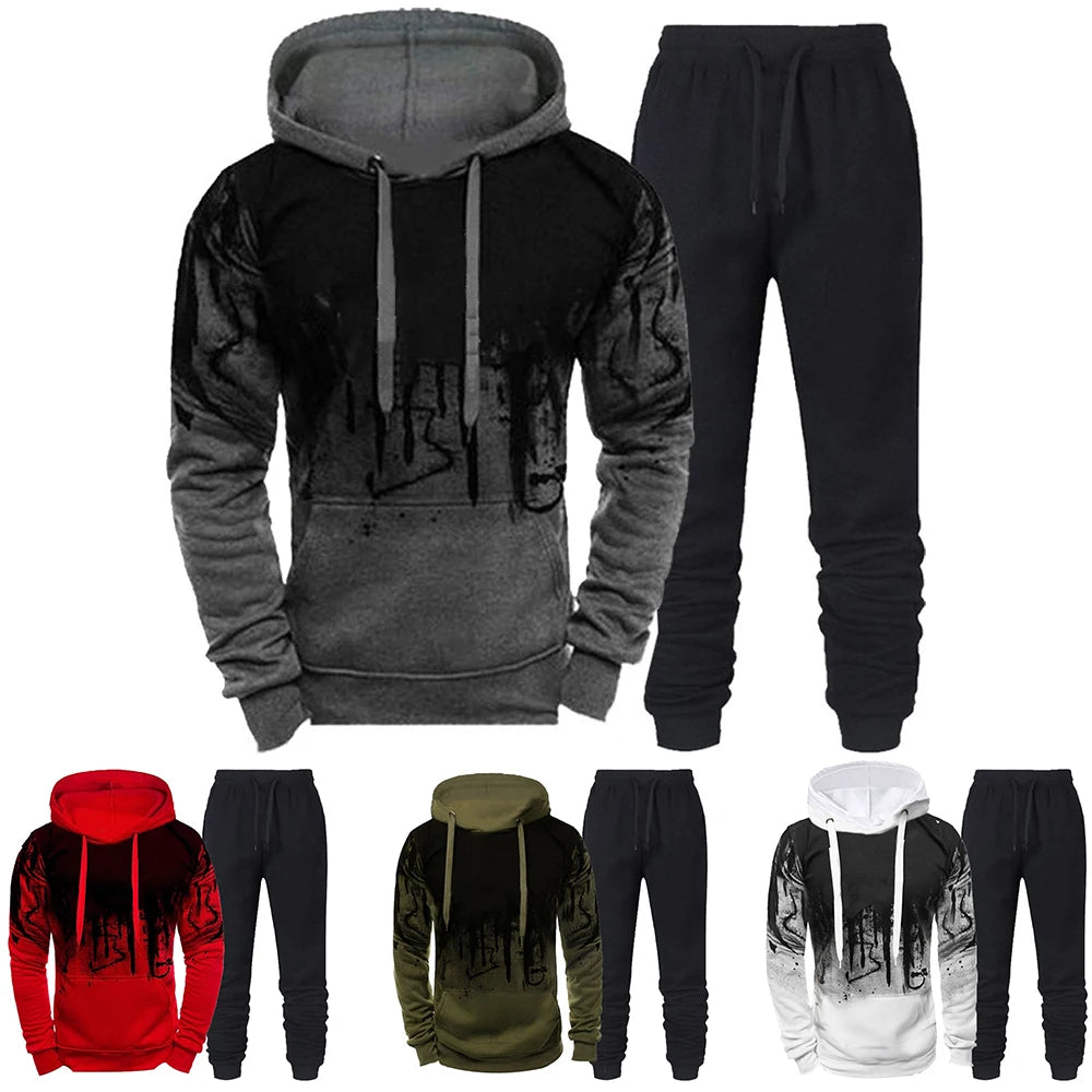 Autumn Winter Trending Tracksuits Men Camouflage Hoodie + Pant 2 Piece