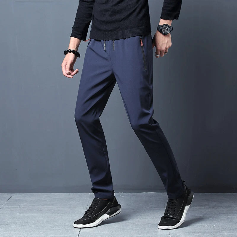 Summer men's ice silk quick drying casual pants slim fit Korean