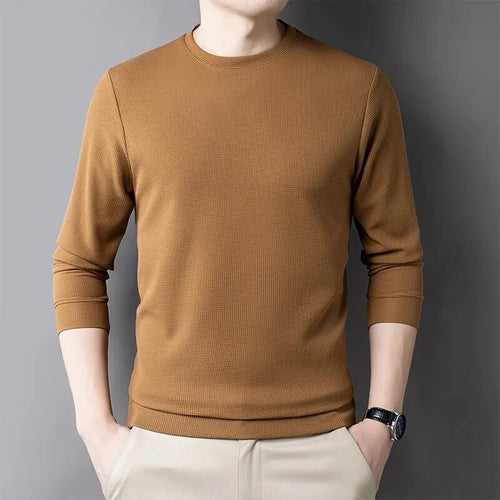 Men's Casual Waffle Round Neck T-shirt Breathable, Comfortable, and