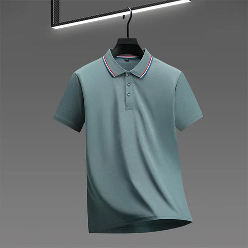 2025 New Men's Casual Solid Color Short Sleeved Polo Shirt Summer
