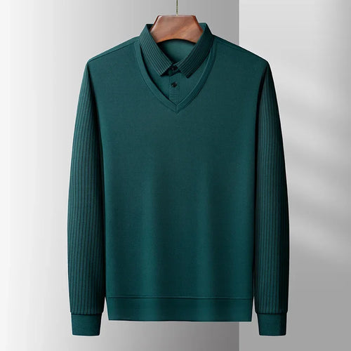 2025 New Men's Casual and Fashionable Long Sleeved Solid Color Fake