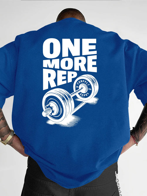 Men's T-Shirt Vintage Funny Gym Workout ONE MORE REP Weightlifting