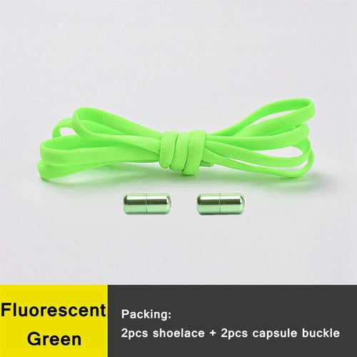 21 Colors No Tie Shoelaces For Sneakers Elastic Shoe Laces Round Metal