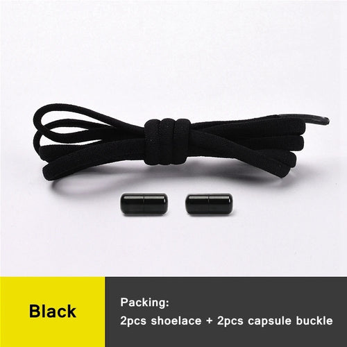 21 Colors No Tie Shoelaces For Sneakers Elastic Shoe Laces Round Metal
