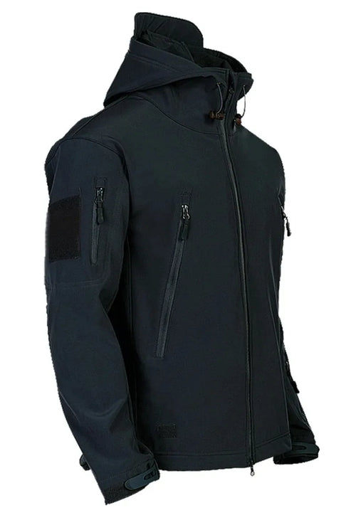Men's Hooded Casual Military Outdoor Utility Jacket Fashion Sharkskin