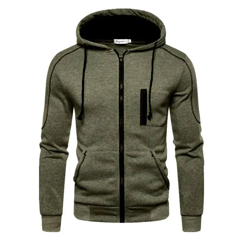 Men's Hoodie Black White Army Green Red Hooded Color Block Fleece Cool