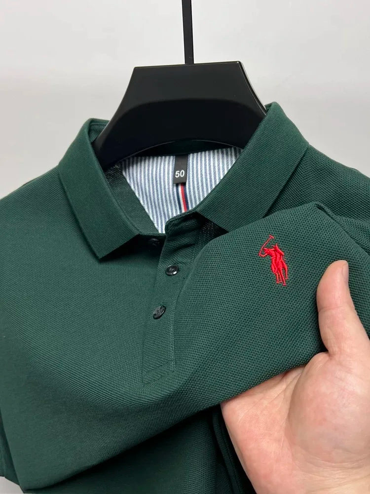 High end brand 100% cotton short sleeve polo shirt men luxur pony