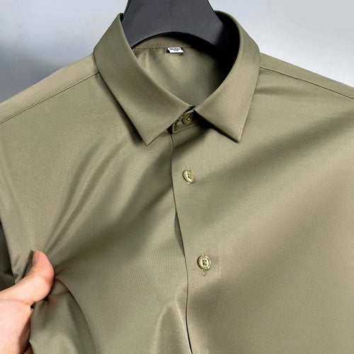 New Anti-Wrinkle Men Shirts Long Sleeve Dress Shirts For Men Slim Fit