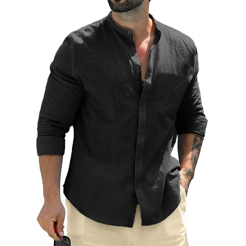Autumn Mens Long Sleeve Shirts Cotton Business TShirts Men Breathable