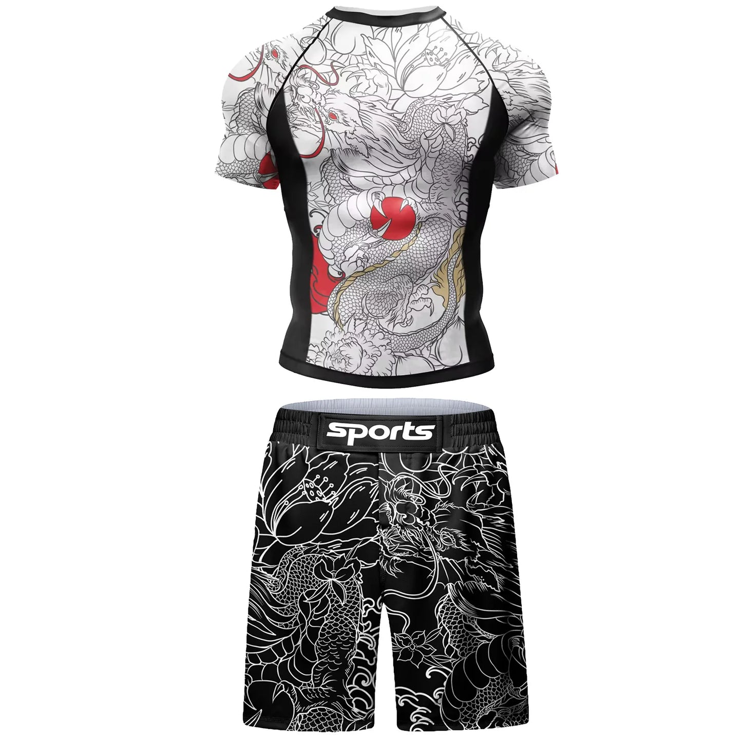 Men Tracksuit MMA No Gi Rashguard Jiu Jitsu T-shirt+Pants Boxing