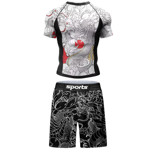 Men Tracksuit MMA No Gi Rashguard Jiu Jitsu T-shirt+Pants Boxing