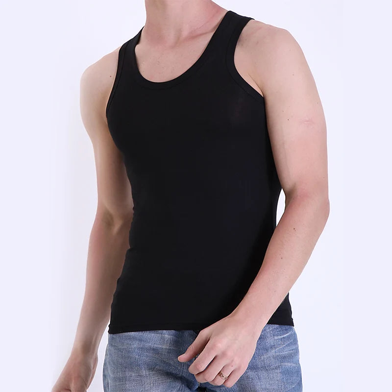 3/1 piece men's pure cotton vest fitness training jacket Four seasons
