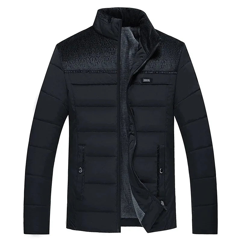 Puffer Jacket Men's Plush Thickened Parkas Stand Collar Jacket Men's