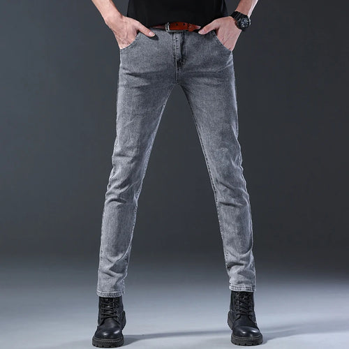 New style jeans, men's slim fit, Korean style comfortable straight leg