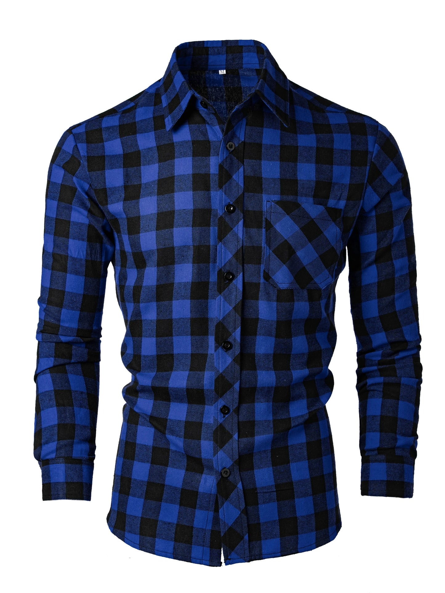 Men's Fashionable Casual Long-Sleeved Plaid Shirt, Spring and Autumn