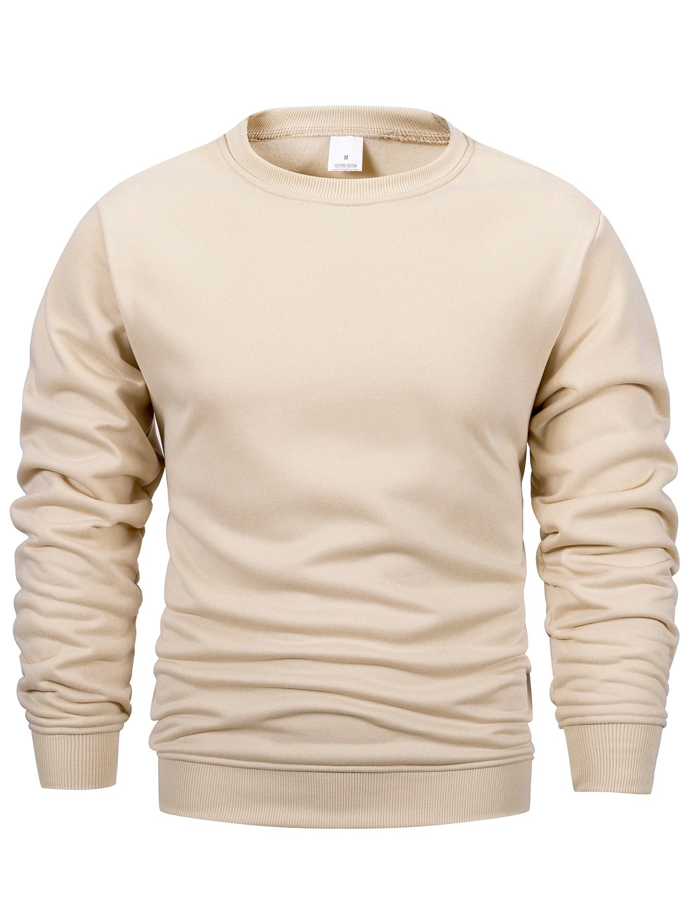 Men's Crew Neck Sweatshirts Solid Color Sweatwear Spring Outdoor