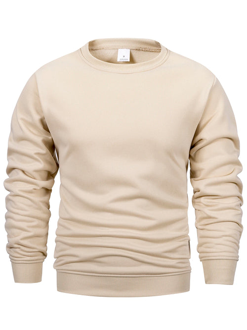 Men's Crew Neck Sweatshirts Solid Color Sweatwear Spring Outdoor