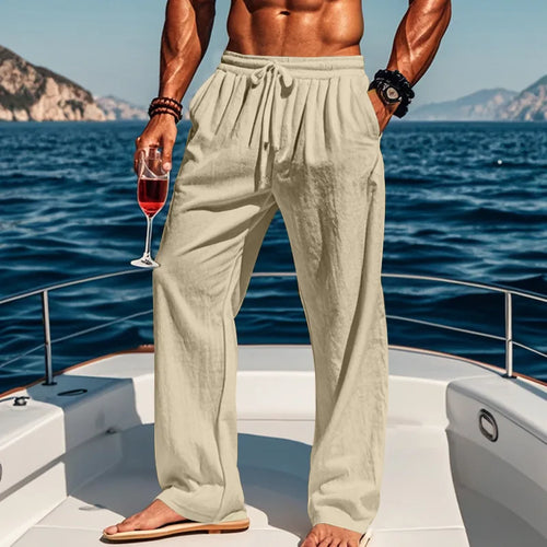 Men's 16-Color Breathable Linen Yoga Pants Loose Casual Sportswear for