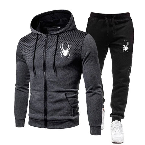 2025 Spring Winter spider print zipper long-sleeved hoodie + stretch