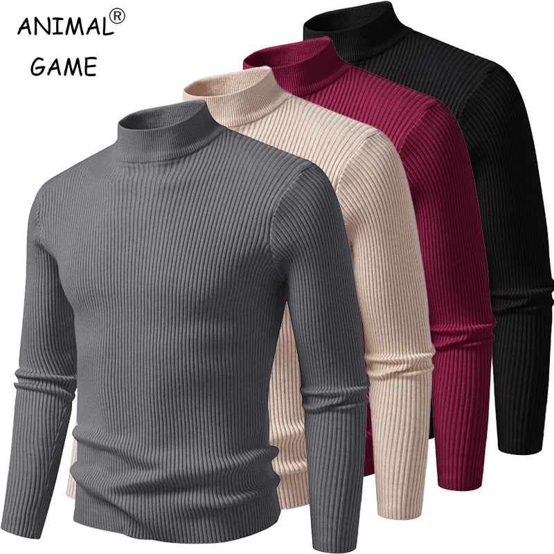 Mens Mock Neck Pullover Sweater High Neck Turtleneck Long Sleeve