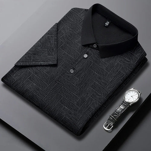 2024 Summer New Men's Business Print Short Sleeved POLO Shirt