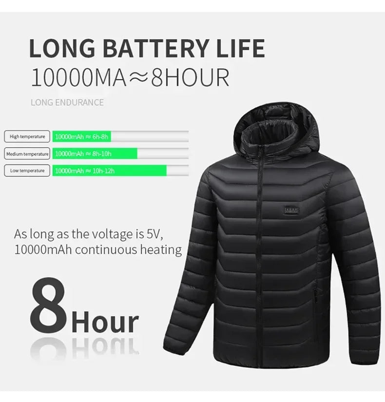 21 Areas Heating Jacket Men's Winter Usb Electric Heating Coat