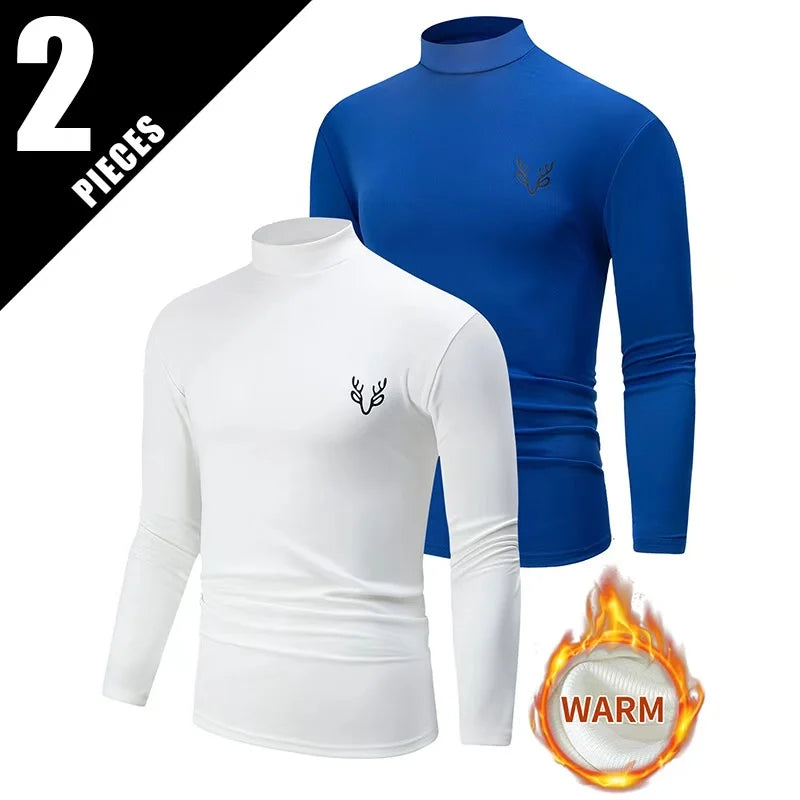 2-piece Autumn And Winter Men's Casual Fashionable Warm High Neck Long