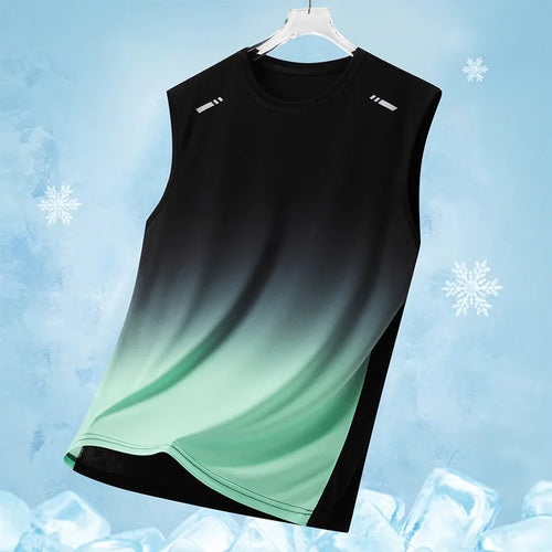 Men's Gradient Sports Vest Lightweight Sleeveless round Neck T-Shirt