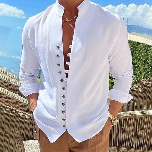 New Spring Autumn casual shirt loose Men's Solid Color Long Sleeve