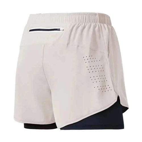 Men Fitness Built-in pocket sports Shorts Summer 2 In 1 Quick Dry Gym