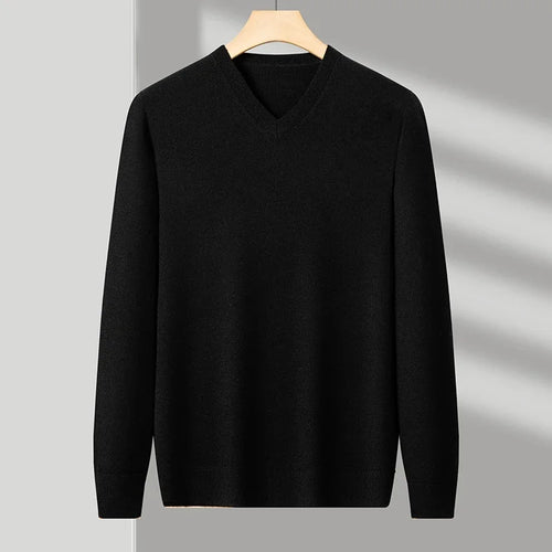 New Sweatwear Men's V Neck Basic Solid Color Sweaters Round Neck