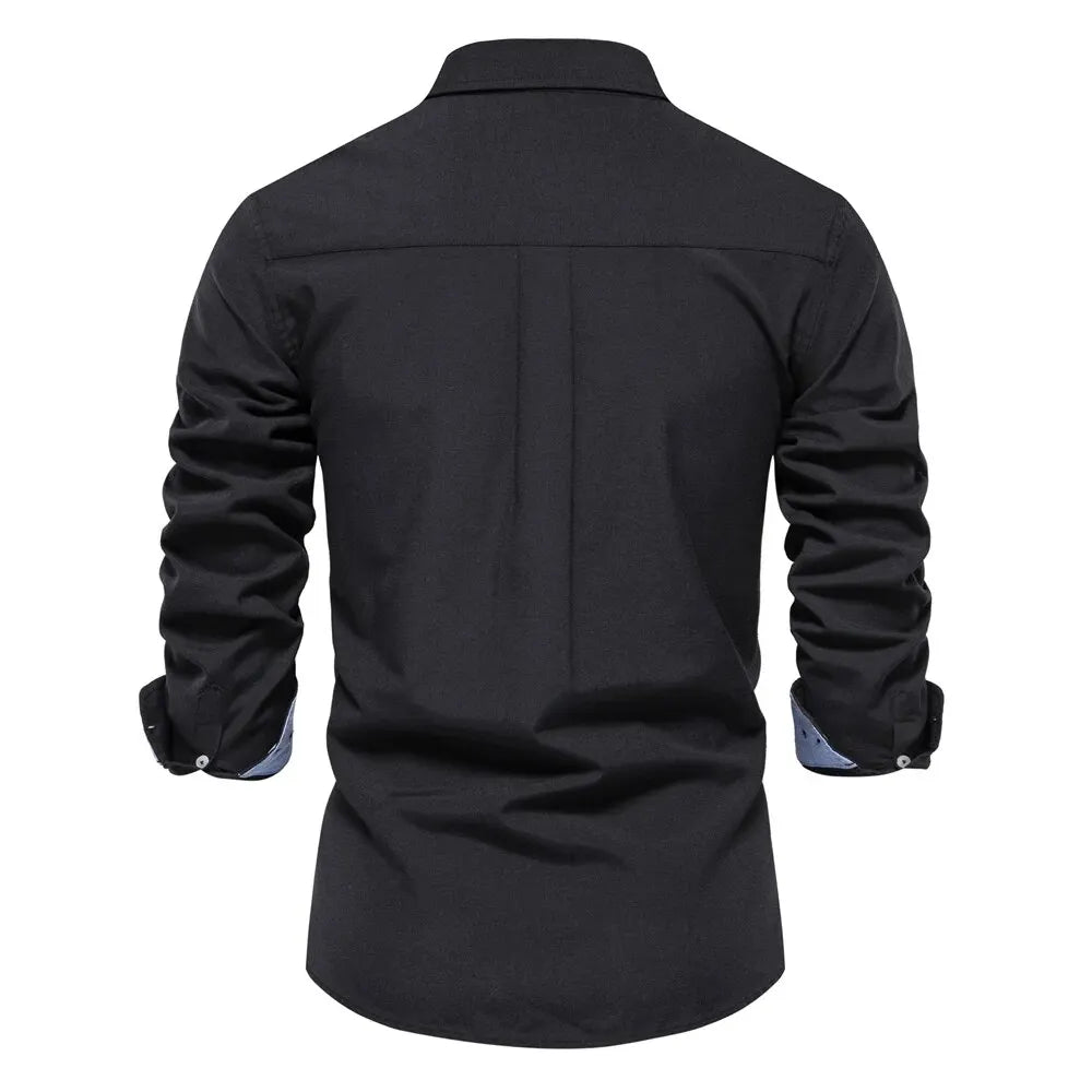 AIOPESON New Spring Cotton Blend Men's Oxford Shirt Long Sleeve Button