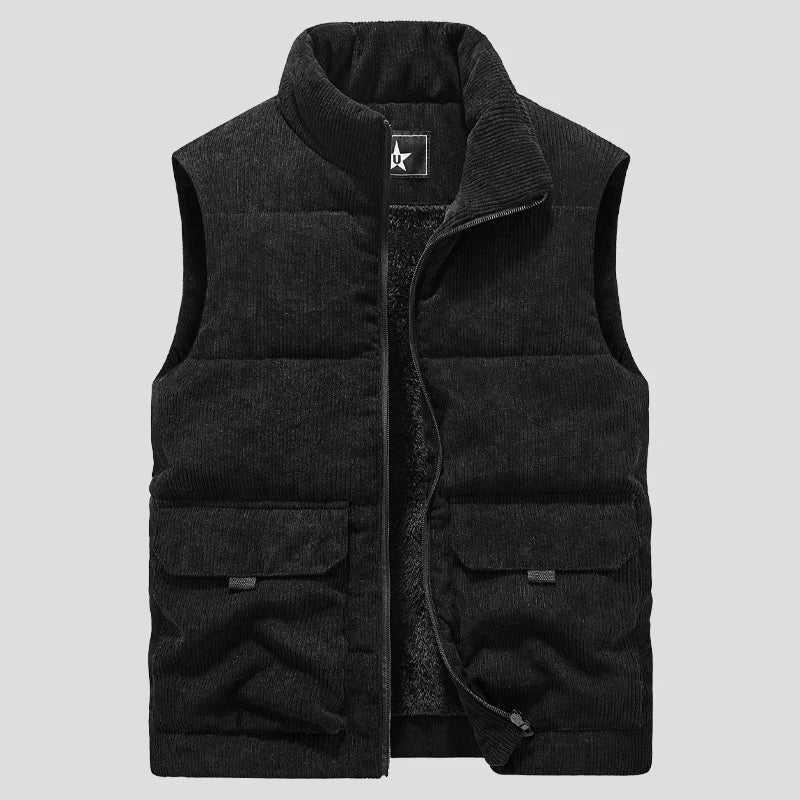 Winter Male Fleece Warm Vest Coats Men Stand Collar Army Thicken