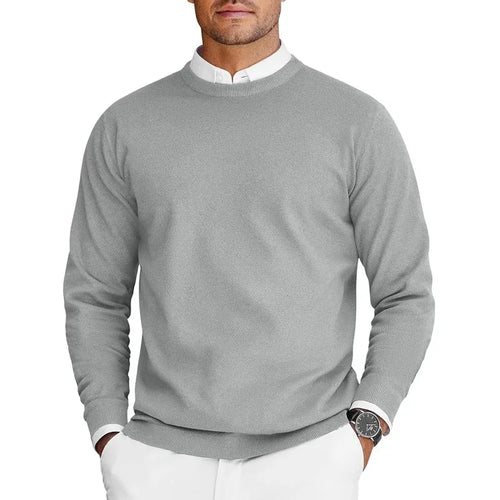 New Mens Crew Neck Pullover Sweaters Long Sleeve Lightweight Knit