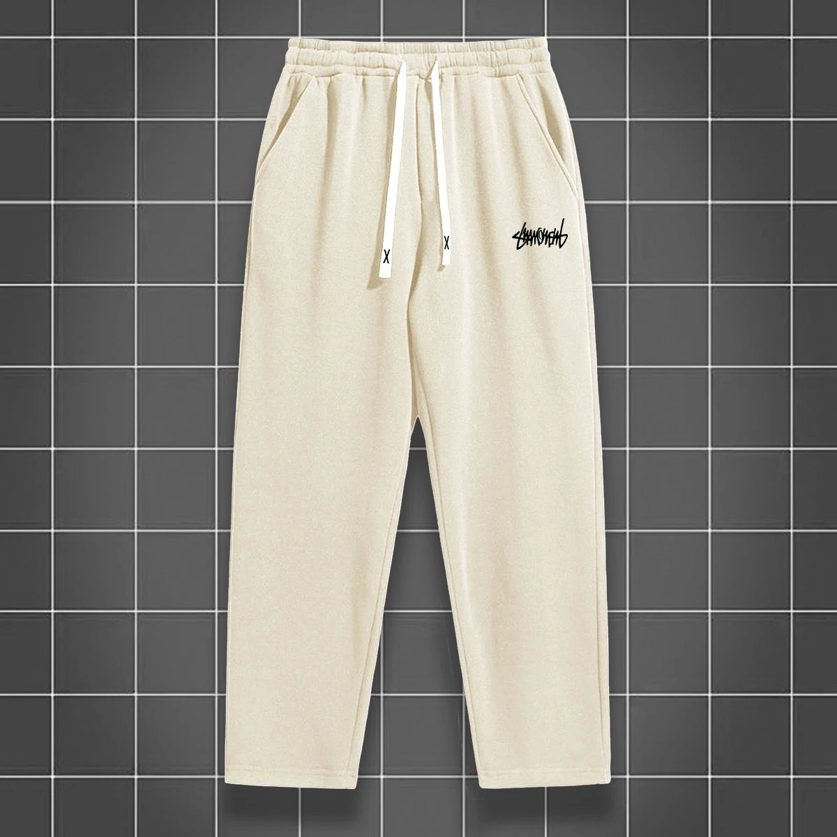 Men's solid color straight leg jogging pants, suitable for casual