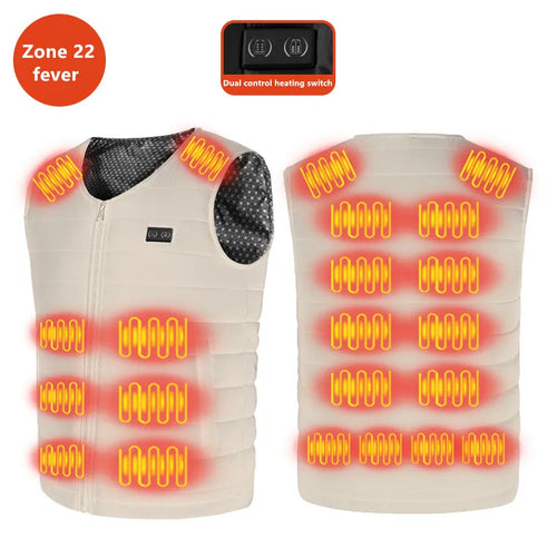 New Winter Unisex V-Neck 22 Zone Heat Resistant Warm Vest Middle-Aged