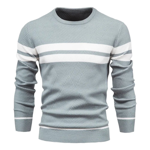 New Autumn Pullover Men's Sweater O-neck Patchwork Long Sleeve Warm