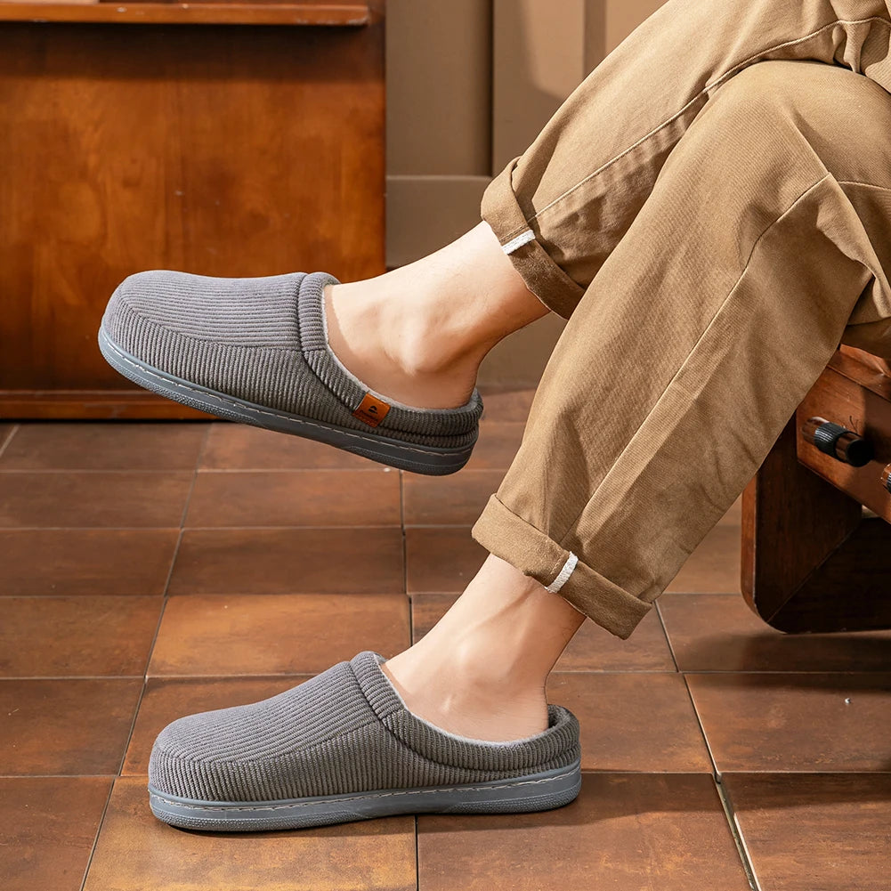 Winter Warm Slippers for Men Memory Foam Non Slip Home Shoes Soft