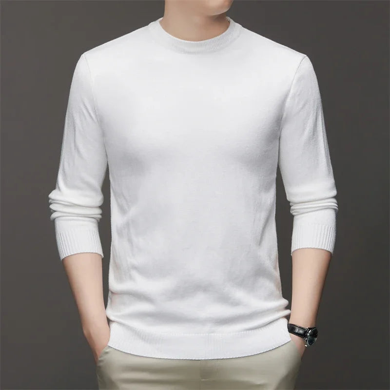7 Colour Men's Round Neck Long Sleeved Solid Color Sweater Soft Warm